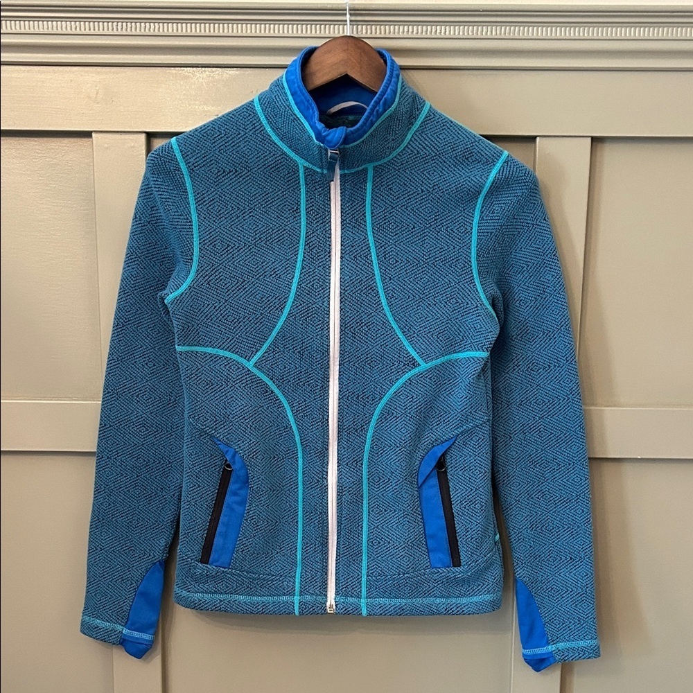 Prana Full Zip Knit Sweater Jacket Blue Womens Size Small
